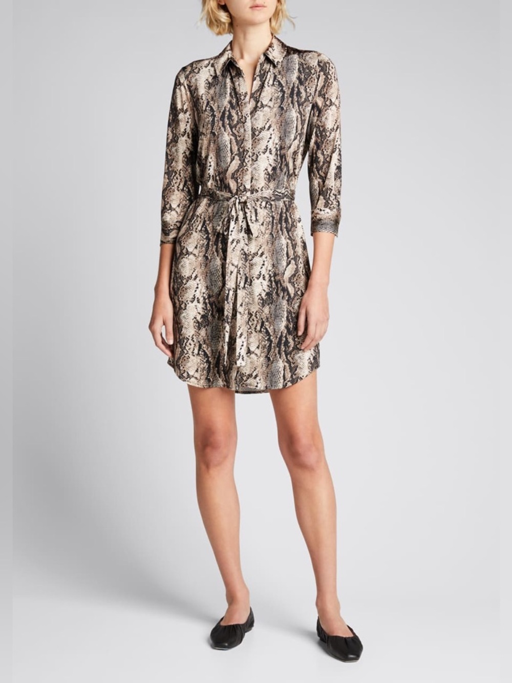 L'AGENCE Addison Python-Print Shirtdress, Size Small
